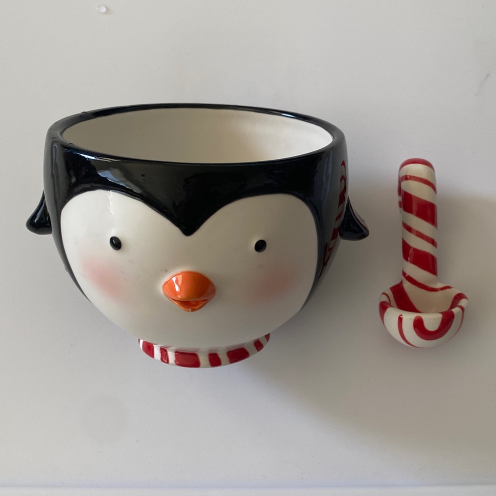 Hallmark Penguin Treat Bowl with Candy Cane Spoon